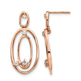 14K Rose Gold 0.194ct Diamond Oval Dangle Earrings, 26 mm