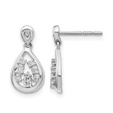 Rhodium-Plated 14K White Gold 0.158ct Lab-Grown Diamond Dangle Teardrop Post Earrings, 15.3 mm