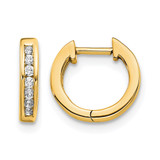14K Yellow Gold 0.14ct Lab-Grown Diamond Hinged Hoop Earrings, 11 mm