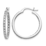 Rhodium-Plated 14K White Gold 0.488ct Lab-Grown Diamond In and Out Hoop Earrings, 24.75 mm