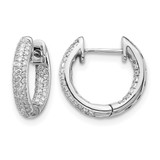 Rhodium-Plated 14K White Gold 0.408ct Lab-Grown Diamond Hinged Hoop Earrings, 13 mm