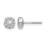 Rhodium-Plated 14K White Gold 0.53ct Lab-Grown Diamond Cluster Screwback Stud Earrings, 6.9 mm