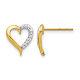 14K Yellow Gold 0.1ct Lab-Grown Diamond Heart Stud Earrings, 11.7 mm