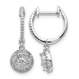 Rhodium-Plated 14K White Gold 0.492ct Lab-Grown Diamond Halo Hinged Hoop Drop Earrings, 22.8 mm