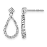 Rhodium-Plated 14K White Gold 0.252ct Lab-Grown Diamond Dangle Teardrop Post Earrings, 17.4 mm