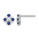 Rhodium-Plated 14K White Gold 0.01ct Lab-Grown Diamond and Lab-Created Sapphire Stud Earrings, 7.5 mm