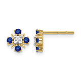14K Yellow Gold 0.01ct Lab-Grown Diamond and Lab-Created Sapphire Stud Earrings, 7.5 mm