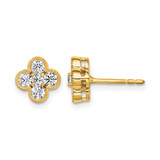 True Origin 14K Yellow Gold 0.73ct Lab-Grown Diamond Bloom Floral Stud Earrings, 8.27 mm