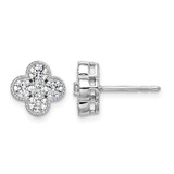 Rhodium-Plated True Origin 14K White Gold 0.99ct Lab-Grown Diamond Bloom Floral Stud Earrings, 8.9 mm