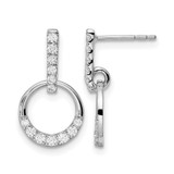 Rhodium-Plated 14K White Gold 0.366ct Lab-Grown Diamond Dangle Circle Post Drop Earrings, 18.1 mm