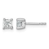 Rhodium-Plated 14K White Gold 0.771ct Lab-Grown Diamond Cushion Four Prong Stud Earrings, 4.2 mm - EM8794-075-WLG