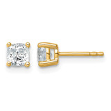 14K Yellow Gold 1.012ct Lab-Grown Diamond Cushion Four Prong Stud Earrings, 4.6 mm - EM8794-100-LD