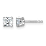 Rhodium-Plated 14K White Gold 1.012ct Lab-Grown Diamond Cushion Four Prong Stud Earrings, 4.6 mm - EM8794-100-WLD