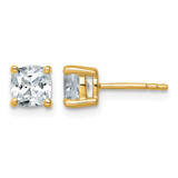 14K Yellow Gold 1.54ct Lab-Grown Diamond Cushion Four Prong Stud Earrings, 5.3 mm - EM8794-150-LD
