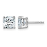 Rhodium-Plated 14K White Gold 3ct Lab-Grown Diamond Cushion Four Prong Stud Earrings, 6.6 mm - EM8794-300C-WLD