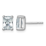 Rhodium-Plated 14K White Gold 2.021ct Lab-Grown Diamond Radiant Four Prong Stud Earrings, 7.25 mm - EM8796-200C-WLD