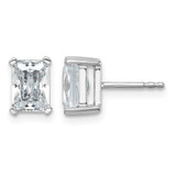 Rhodium-Plated 14K White Gold 3ct Lab-Grown Diamond Radiant Four Prong Stud Earrings, 8 mm - EM8796-300C-WLG