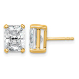 14K Yellow Gold 4ct Lab-Grown Diamond Radiant Four Prong Stud Earrings, 9 mm - EM8796-400-LG