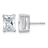 Rhodium-Plated 14K White Gold 5ct Lab-Grown Diamond Radiant Four Prong Stud Earrings, 9.5 mm - EM8796-500-WLG