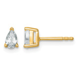 14K Yellow Gold 0.5ct Lab-Grown Diamond Pear Three Prong Stud Earrings, 5.3 mm - EM8797-050-LD