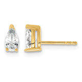 14K Yellow Gold 0.66ct Lab-Grown Diamond Pear 4 Prong Heavy Wt. Stud Earrings, 5.85 mm