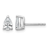 Rhodium-Plated 14K White Gold 0.76ct Lab-Grown Diamond Pear Three Prong Stud Earrings, 6.1 mm - EM8797-080-WLD