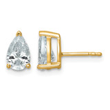 14K Yellow Gold 2ct Lab-Grown Diamond Pear Three Prong Stud Earrings, 8.5 mm - EM8797-200C-LG