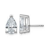 Rhodium-Plated 14K White Gold 5ct Lab-Grown Diamond Pear Three Prong Stud Earrings, 11.5 mm - EM8797-500-WLG
