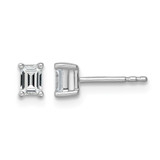 Rhodium-Plated 14K White Gold 0.5ct Lab-Grown Diamond Emerald Four Prong Stud Earrings, 4.3 mm - EM8798-050-WLD