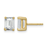 14K Yellow Gold 2ct Lab-Grown Diamond Emerald Four Prong Stud Earrings, 6.8 mm - EM8798-200C-LD