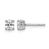 Rhodium-Plated 14K White Gold 0.5ct Lab-Grown Diamond Oval Four Prong Stud Earrings, 5 mm - EM8799-050C-WLD