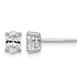 Rhodium-Plated 14K White Gold 0.75ct Lab-Grown Diamond Oval Four Prong Stud Earrings, 5.8 mm - EM8799-075C-WLD