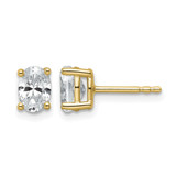 14K Yellow Gold 1ct Lab-Grown Diamond Oval Four Prong Stud Earrings, 6.4 mm - EM8799-100-LG