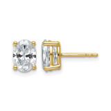 14K Yellow Gold 2ct Lab-Grown Diamond Oval Four Prong Stud Earrings, 8 mm - EM8799-200C-LG