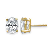 14K Yellow Gold 3ct Lab-Grown Diamond Oval Four Prong Stud Earrings, 9 mm - EM8799-300-LD