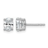 Rhodium-Plated 14K White Gold 3ct Lab-Grown Diamond Oval Four Prong Stud Earrings, 9 mm - EM8799-300-WLG