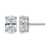 Rhodium-Plated 14K White Gold 4ct Lab-Grown Diamond Oval Four Prong Stud Earrings, 9.9 mm - EM8799-400-WLD