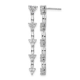 Rhodium-Plated 14K White Gold 1.002ct Lab-Grown Diamond Marquise Dangle Cluster Post Drop Earrings, 41.5 mm