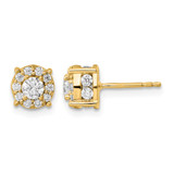 10K Yellow Gold 1.004ct Lab-Grown Diamond Round Fashion Halo Stud Earrings, 6.8 mm