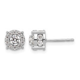 Rhodium-Plated 14K White Gold 1.004ct Lab-Grown Diamond Round Fashion Halo Stud Earrings, 6.8 mm