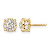 10K Yellow Gold 1.504ct Lab-Grown Diamond Round Fashion Halo Stud Earrings, 7.6 mm