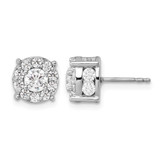 Rhodium-Plated 10K White Gold 2.024ct Lab-Grown Diamond Round Fashion Halo Stud Earrings, 8.2 mm