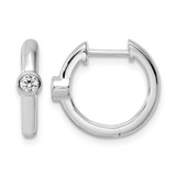 Rhodium-Plated True Origin 14K White Gold 0.13ct Lab-Grown Diamond Hinged Hoop Earrings, 13.6 mm