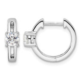 Rhodium-Plated True Origin 14K White Gold 0.6ct Lab-Grown Diamond Hinged Hoop Earrings, 13.5 mm