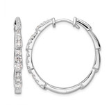 Rhodium-Plated True Origin 14K White Gold 1.176ct Lab-Grown Diamond Hoop Earrings, 30 mm