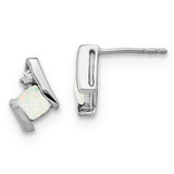 Rhodium-Plated 10K White Gold Lab-Created Opal & 0.025ct Diamond Stud Earrings, 9.85 mm