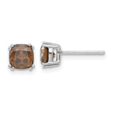 Sterling Silver Rhodium-Plated Brown Diamonore Cubic Zirconia 6 mm Stud Earrings, 6.4 mm Long