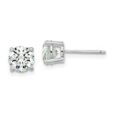 Sterling Silver Rhodium-Plated Diamonore Cubic Zirconia 7.5 mm Stud Earrings