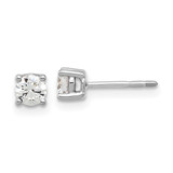 Sterling Silver 4 mm Cubic Zirconia Stud Earrings, 4.2 mm Long