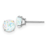 Rhodium-Plated 14K White Gold Lab-Created Opal Stud Earrings, 5 mm
